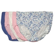 Jockey Set of 5 Elance Breathe Cotton Briefs Size 9 A516105 Purple Floral 12875