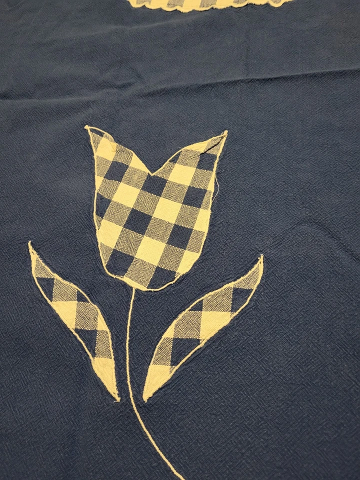 NAPPE RONDE D145 + 8 SERVIETTE 36X36 BLEUE DECOR DE TULIPES - Photo 3/4