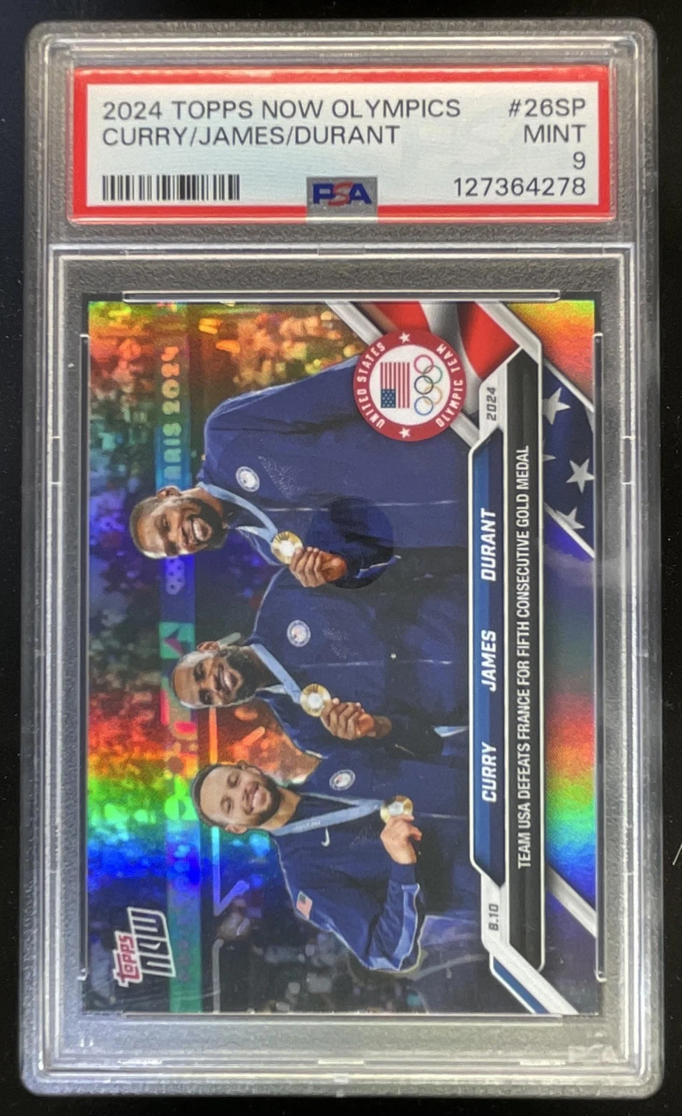 2024 Topps Now Olympics #26SP Stephen Curry Lebron James Kevin Durant PSA 9