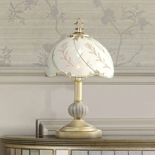 Traditional Accent Table Lamp Polished Brass Touch On Off Floral for Bedroom