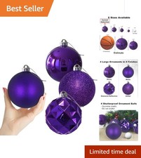 Purple Christmas Balls - 4" Shatterproof Ornaments for Every Celebration