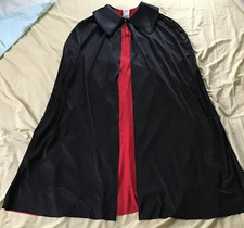 Halloween Costume Adult Teen Knee Length Red Black Cape Dracula Vampire Magician