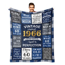 60th Birthday Gift Blanket 1966 For 60 Year Old Men Man Bday 50x60 Inch New