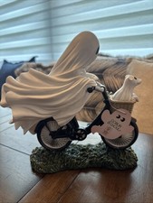 Goblin  Ghoul Ghost Riding Bike Dog in Basket VIRAL Halloween Figurine NWT