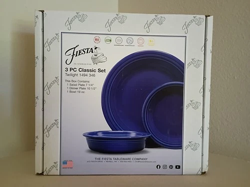 Fiesta 3 Piece Classic Place Setting Twilight Fiestaware Set in Box USA , New