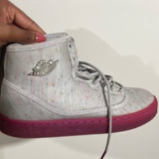 Jordan Jasmine Unisex Kids 6Y Gray/Pink Speckled Mid Top Lace-Up Sneaker