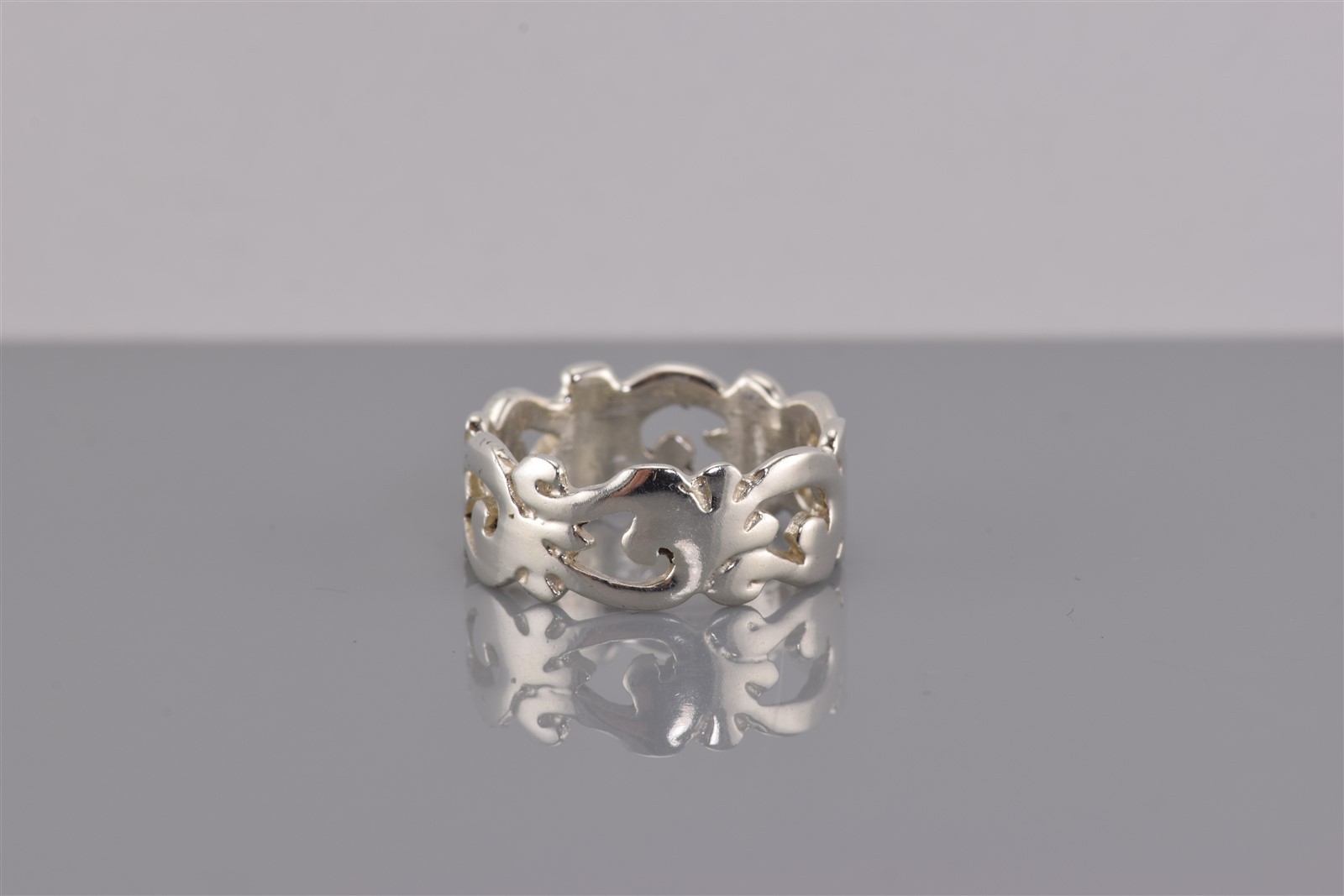 Sterling Silver Scroll Patterned Openwork Flat Si… - image 2