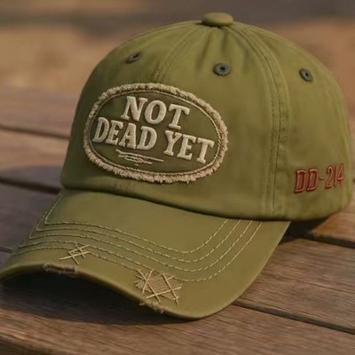 Cotton Distressed Embroidered Cap - NOT DEAD YET & DD-214 Veteran's Baseball Hat