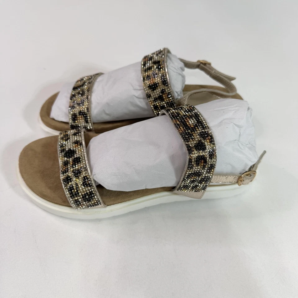 Very Volatile Hotness Shoes Womens Size 8 Leopard Beaded Sandals Leather Upper - Image 4 of 4