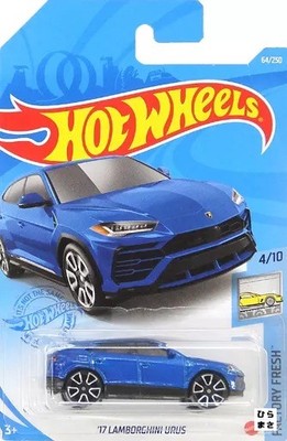 1/64 Diecast Car 2017 Lamborghini Urus Blue Hot Wheels Factory Fresh No 4