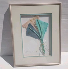 Vtg 80s Mixed Media Abstract Torn Paper Collage Art Wall Hanging Signed Framed