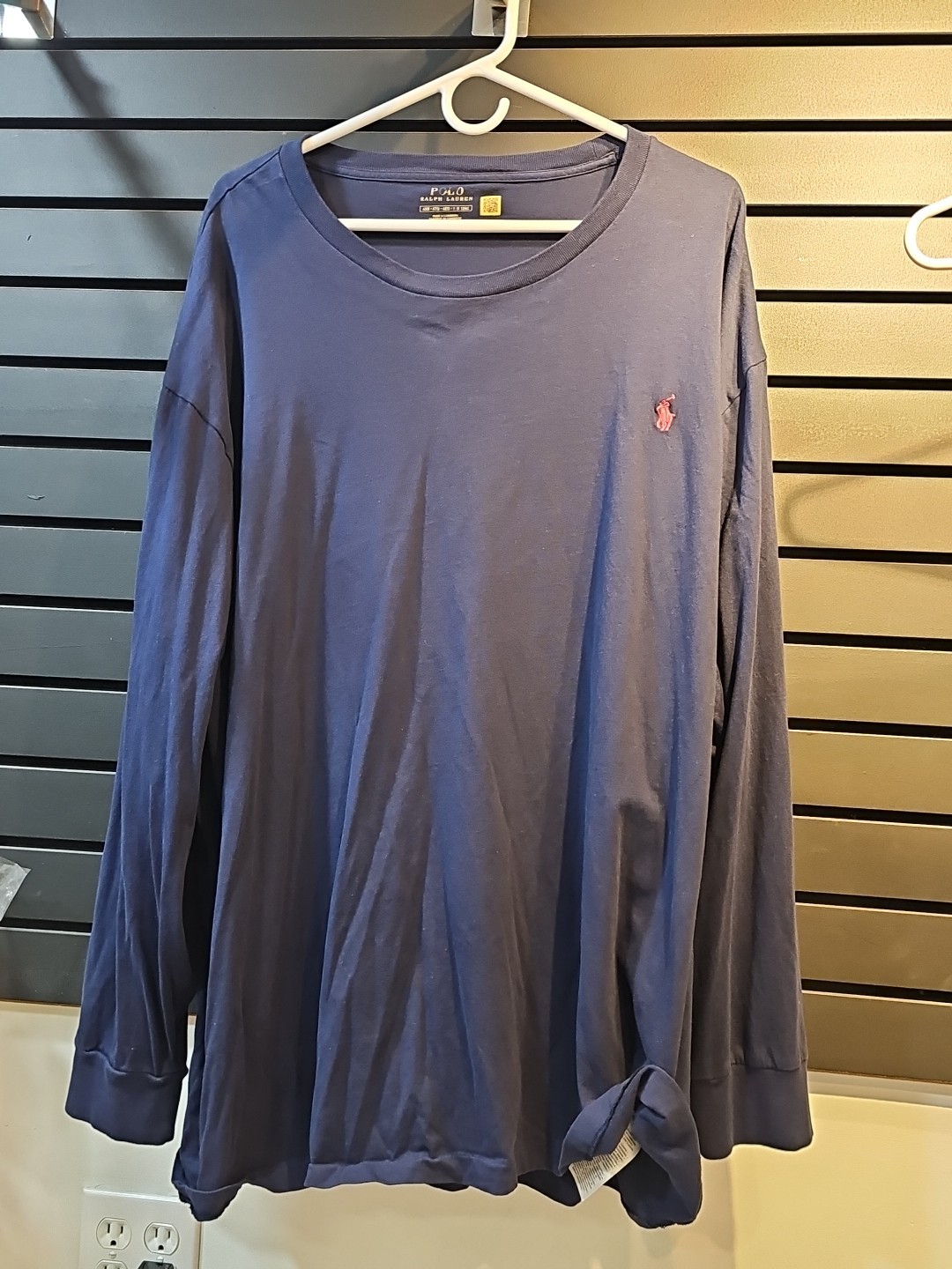 Polo Ralph Lauren T Shirt Navy Blue Long Sleeve Red Pony Logo Cotton 4XL ¿