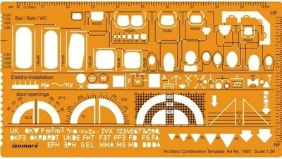 Architect Drafting Template Stencil   Combination Plan View for Interior Design
