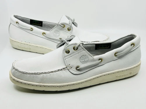 Timberland Uomo Union 2 Occhielli Barca Oxford Tela Bianca Taglia 12 M