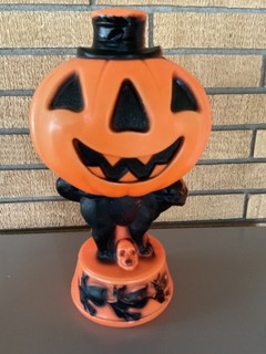 Vintage Empire Halloween Blow Mold Jack O Lantern Black Cat Witch Skull Lighted