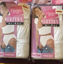 Hanes Her Way Size 10 White Cotton Brief Underwear 6 Pair Panties 2003 NOS 2pacs