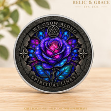 Stained Glass Rose AA Sobriety Coin Personalized Recovery Chip Gift 1-99 Years