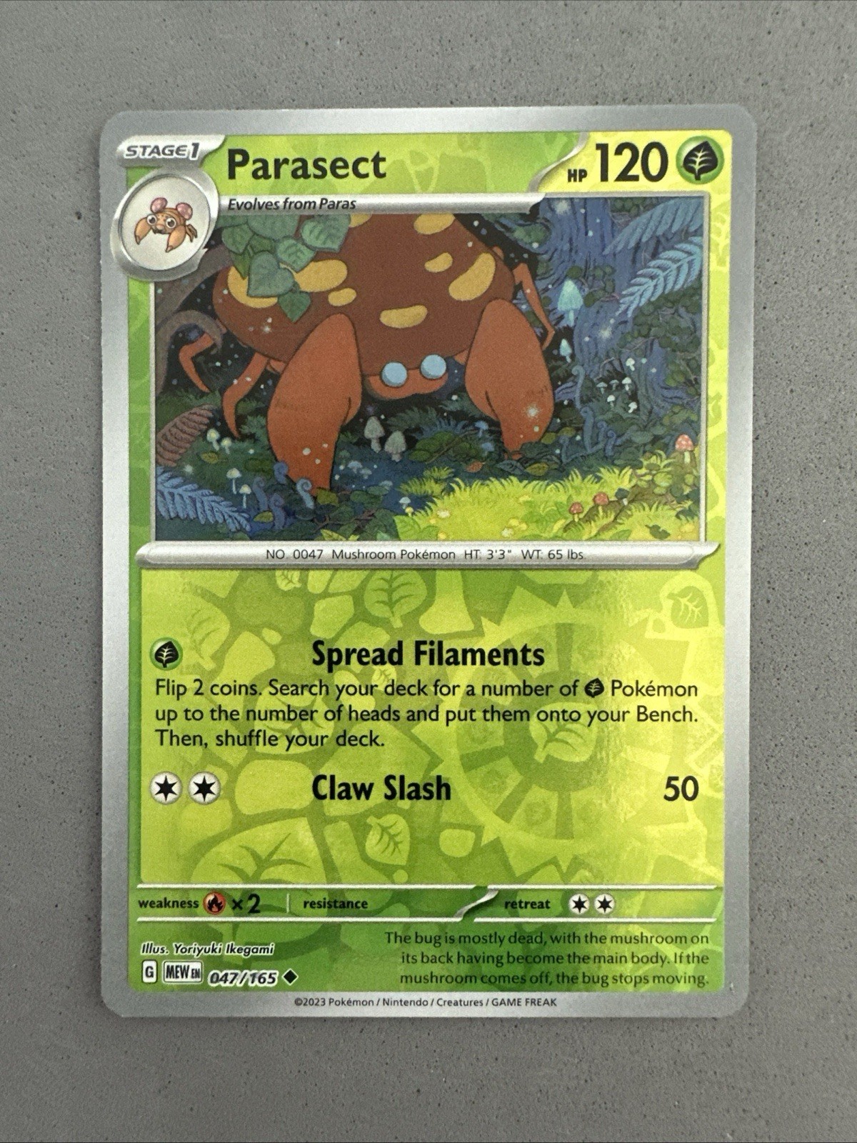 Pokemon TCG * Scarlet & Violet 151  * 047/165 Parasect U * REVERSE HOLO * NM