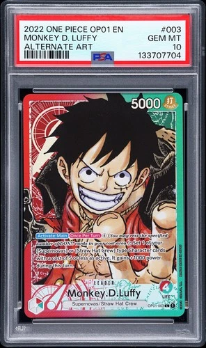 2022 ONE PIECE OP01-ROMANCE DAWN ALTERNATE ART #003 MONKEY D. LUFFY PSA 10