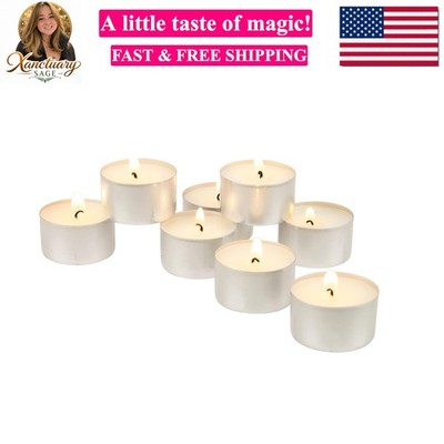 100 Pack Unscented 8 Hour Extended Burn Time Tea Light Candles, White, 100 Count