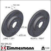2X Zimmermann 150.1294.53 Bremsscheibe FüR BMW 3 Z4 E46 E85 E86