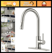 Brushed Nickel Kitchen Sink Faucet with Pull Down Sprayer, High Arc Design, Lead