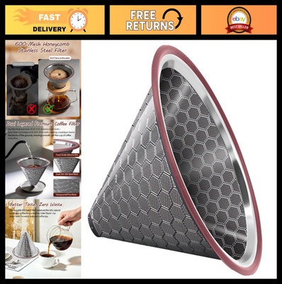 Reusable Stainless Steel Coffee Filter - 600 Mesh Pour Over for Chemex, Hario, B