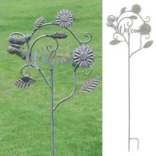 Decorative Garden Stakes with Welcome Sign,Metal Garden Stakes for Patio Gard...