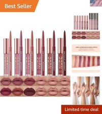 12Pcs Matte Liquid Lipstick  Lip Liner Set - Long-Lasting Waterproof Colors