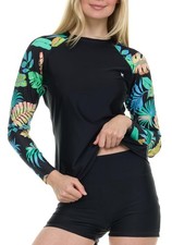 Womens Piece Rash Guard  Swim Shorts, Long Sleeve Swim Shirt, Quick Dry Swim...