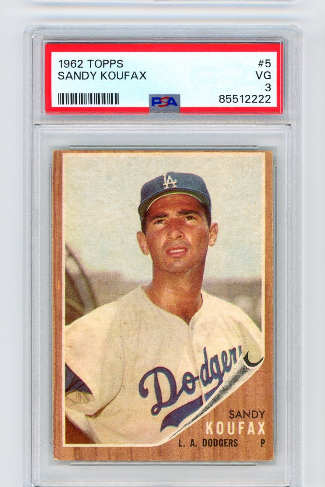 1962 Topps - Sandy Koufax #5 - Los Angeles Dodgers PSA 3 VG