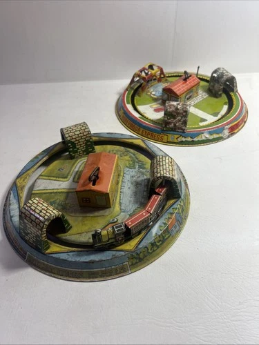 Vintage MARX HONEYMOON EXPRESS Wind Up Tin Litho Toy Parts Or Restore