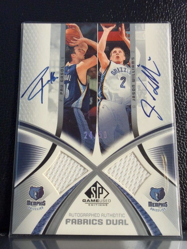 2004-05 Upper Deck SP Game Used Pau Gasol Jason Williams Dual Auto Patch 24/50