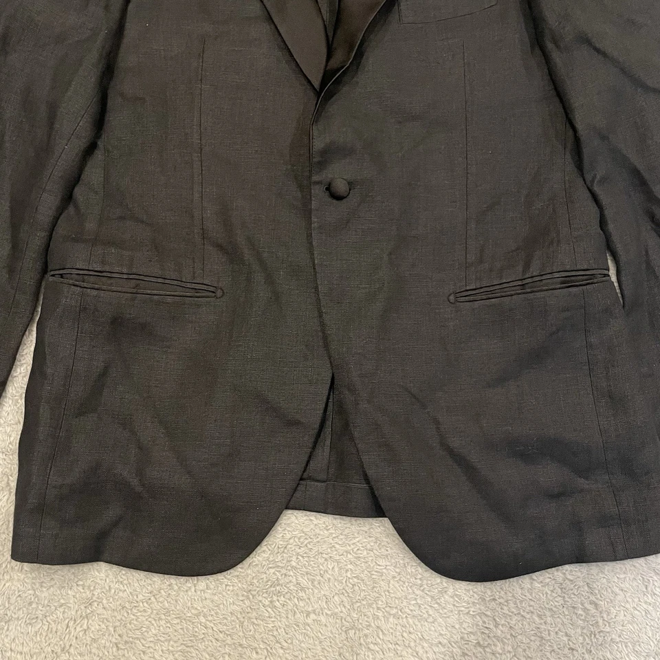 Blazer de tela adecuada Baird McNutt de lino pesado para hombre 44R delgado solapa pico sin forro Foto 4 de 4