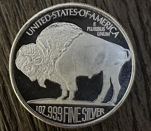 SilverTowne Mint 1 oz .999 Silver Buffalo Round Uncirculated Bar - No Reserve