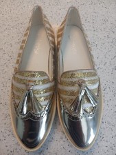 Womens US Size 8 / EU 38 - Kelsi Slip On Gold/ White/Rhinestones Shoes