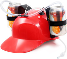 Drinking Helmet - Can Holder Drinker Hat Cap with Straw for Beer and Soda - Part
