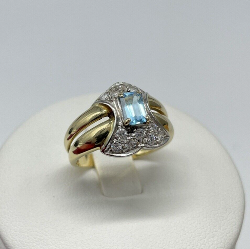 Anillo Mujer Oro Amarillo 18kt Quilates 750 Nuevo Circonitas Brillantes Con Aqua - Imagen 6 de 16