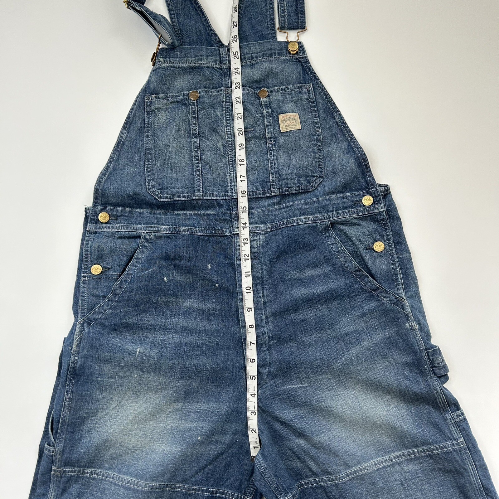 Ralph Lauren Polo Country Overalls Men’s Medium Distressed Denim Double