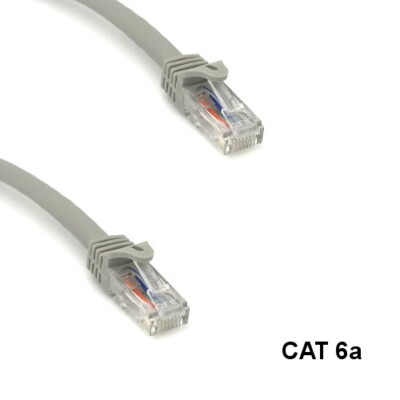 KNTK Gray 100ft Cat6a UTP Patch Cable 24AWG Panel Router Ethernet RJ45 Network