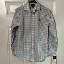 Ralph Lauren Boys Shirt Youth 16 Blue/White Striped Long Sleeve Button Down