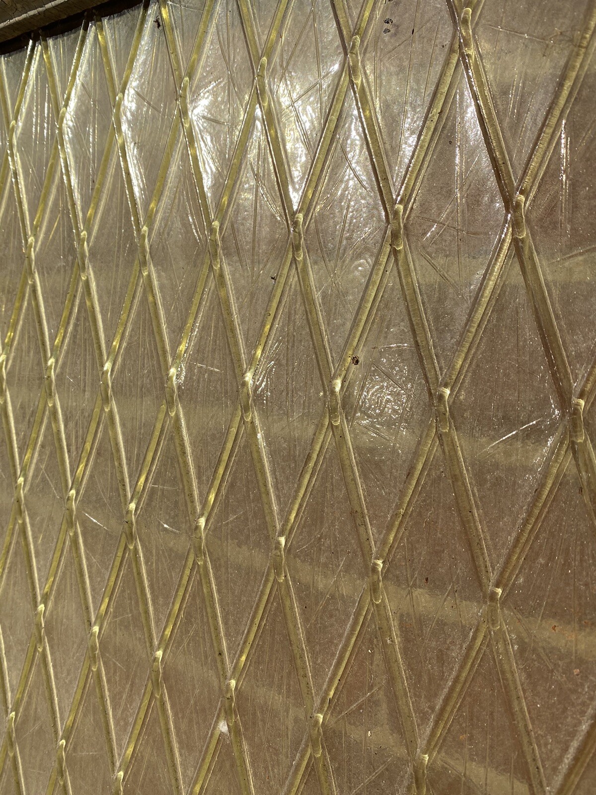 Antique Privacy Glass Window Single Piece Beautiful Diamond Pattern