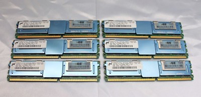 LOT OF 6 ~ HP 466436-061  ~ 4GB (2Rx4) PC2-5300F DDR2 RAM ~ GOOD PULLS 