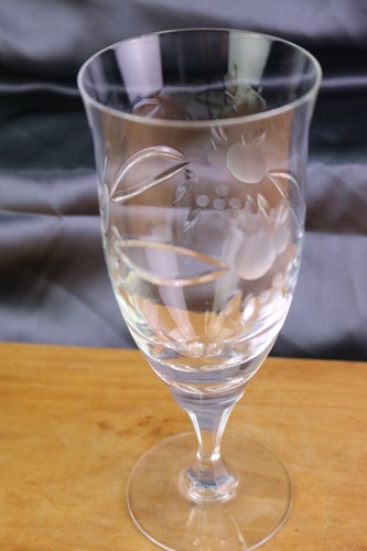 Mikasa Crystal SPLENDOR 8 " Iced Tea Glass Swirl Fruit Cuts on Bowl Multisided - Picture 8 of 8