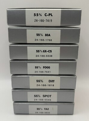 Quantaray 55mm Filter Lot Of 7: C-PL, 80A, 6X-CS, FOGG, Diff, Spot, YA2
