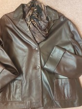 Vintage Womens Steampunk Saddlebrown Lambskin Soft Leather Front Button Jacket L