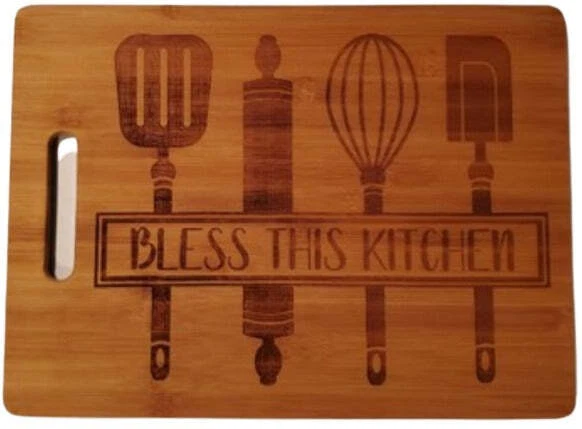 BLESS THIS KITCHEN Bamboo Cutting Board