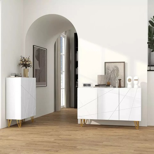 Large 3 Door Sideboard Storage Cabinet Cupboard Adjustable Shelves Living Room - Picture 9 of 9