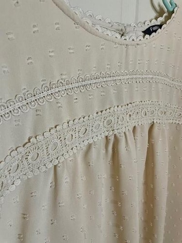 Damen Elfenbein Mode Spitzendetail Top Bluse Größe L - Bild 2 von 4