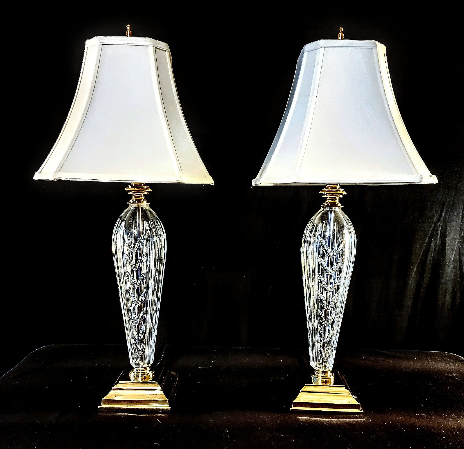 Waterford Glencar Set of 2 Fine Cut Crystal Lamps eBay